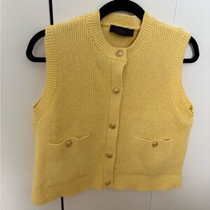 Zara Yellow Sleeveless Cardigan